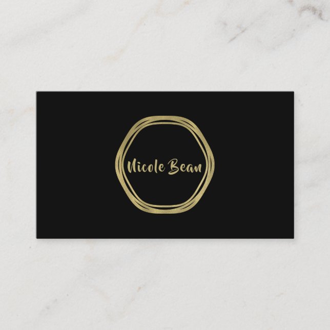 Gold Glam & Black Rings Chic Modern Glam Visitenkarte (Vorderseite)