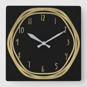 Gold Glam & Black Rings (Jegliche Farbe) Modernes  Quadratische Wanduhr