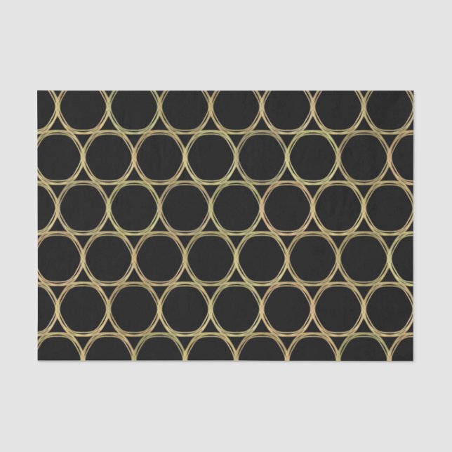 Gold Glam & Black Rings (Jegliche Farbe) Modernes  Seidenpapier (Vorderseite)