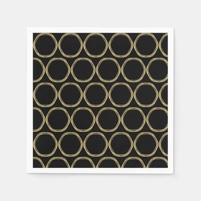 Gold Glam & Black Rings (Jegliche Farbe) Modernes  Serviette (Vorderseite)