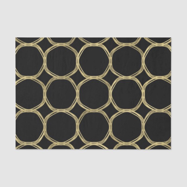 Gold Glam & Black Rings Modernes Glam Party Seidenpapier (Vorderseite)