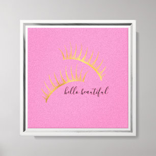 Gold Glam Chic Pink Eyelashes Leinwanddruck