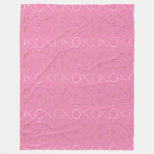Gold Glam Chic Pink XOXO Fleecedecke