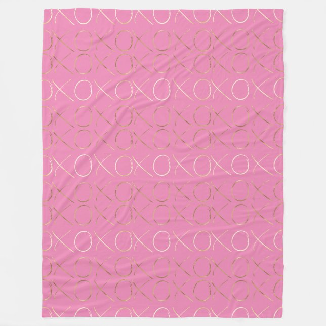 Gold Glam Chic Pink XOXO Fleecedecke (Vorderseite)