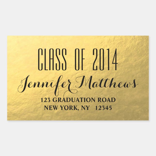 Gold Glam Class of 2014 Abschluss Address Sticker (Vorderseite)