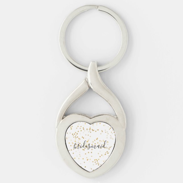 Gold Glam Confetti Bridesmaid Schlüsselanhänger (Vorderseite)
