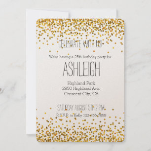 Gold Glam Confetti Dots Geburtstag Einladung