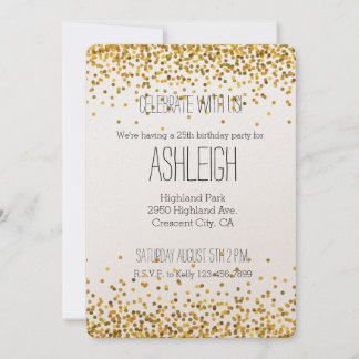 Gold Glam Confetti Dots Geburtstag Einladung
