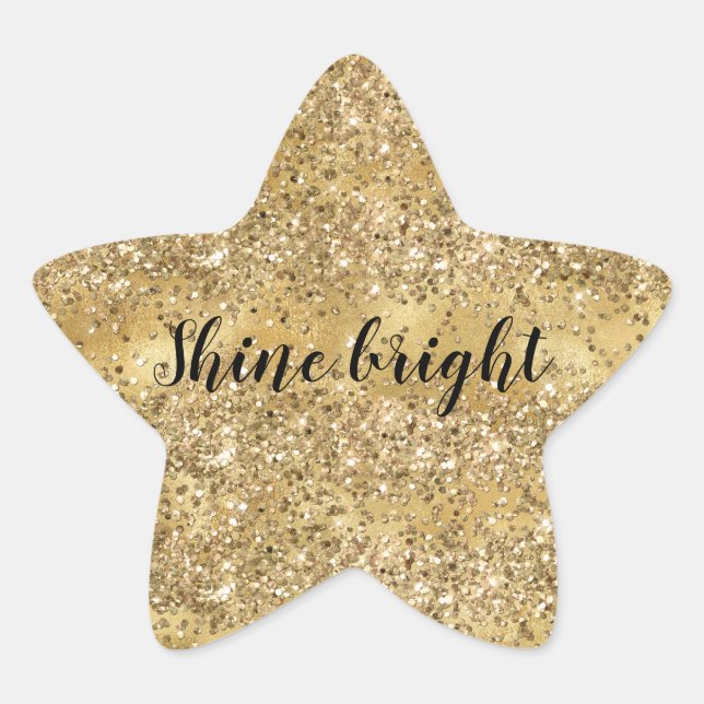Gold Glam Confetti Glitzer Personalisiert Stern-Aufkleber (Vorderseite)