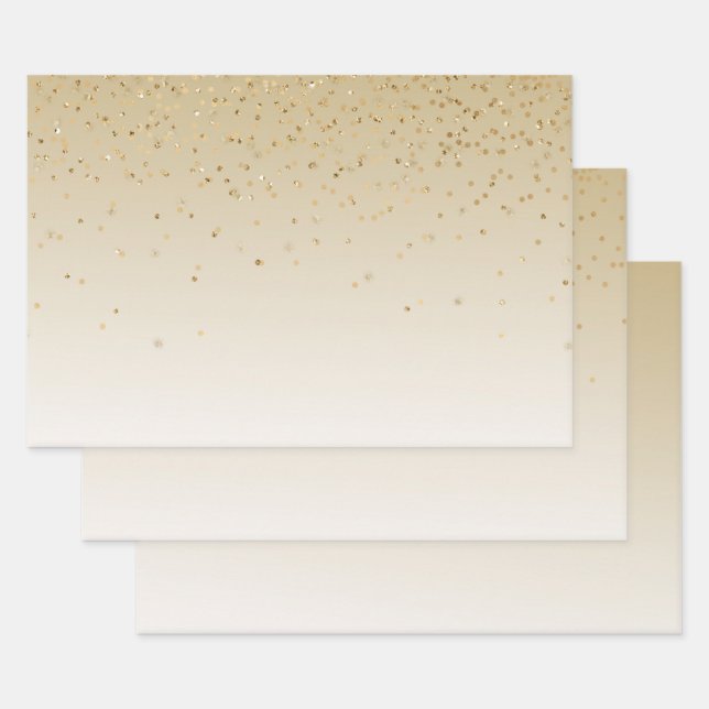 Gold Glam Confetti Ombre Geschenkpapier Set (Set)