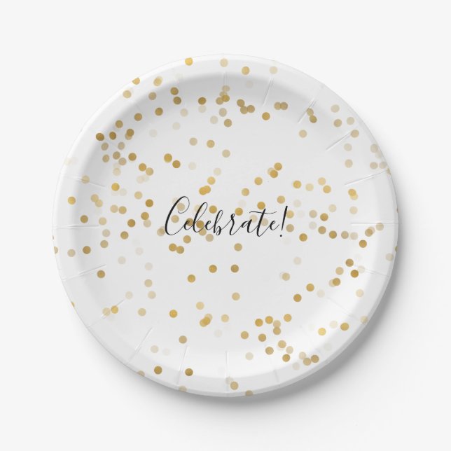 Gold Glam Confetti Pappteller (Vorderseite)
