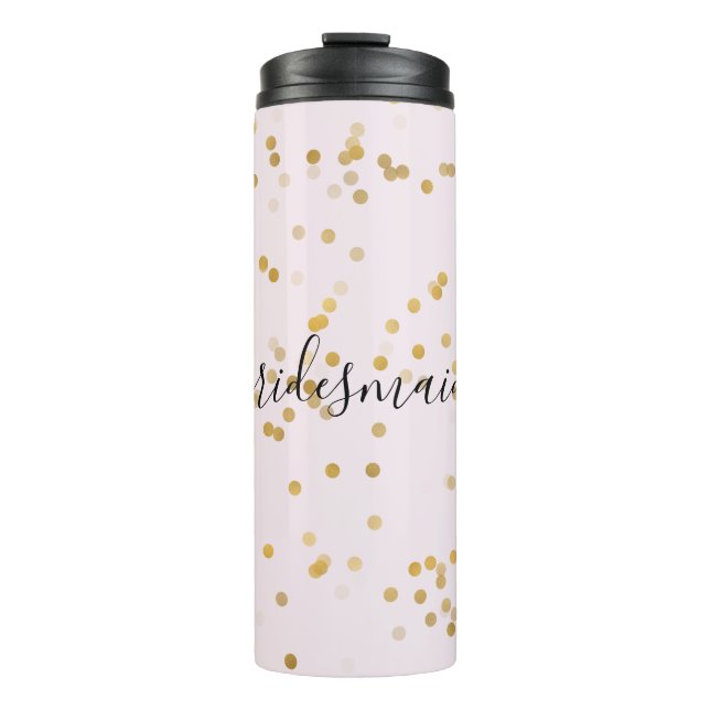 Gold Glam Confetti Personalized Thermosbecher (Vorderseite)