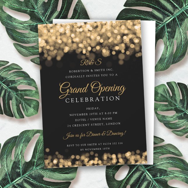 Gold Glam Corporate Grand Opening Monogram Einladung (Von Creator hochgeladen)