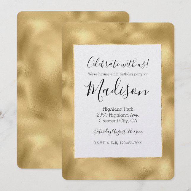 Gold Glam Einladung (Vorne/Hinten)