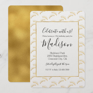 Gold Glam Eyelashes Geburtstag Einladung