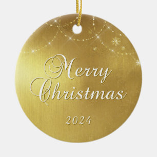 Gold Glam Frohe Weihnachts Couple Foto Keramik Ornament