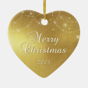 Gold Glam Frohe Weihnachts Couple Foto Keramik Ornament
