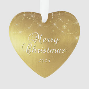 Gold Glam Frohe Weihnachts Couple Foto Ornament
