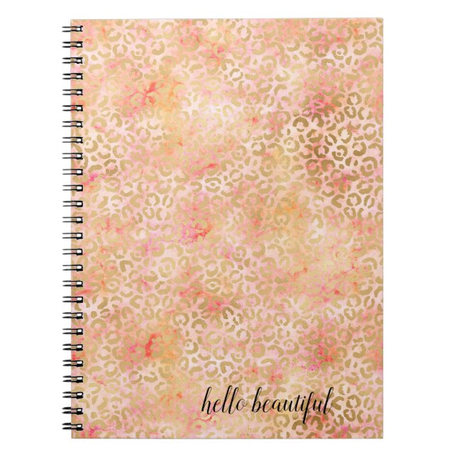 Gold Glam Girl Peach Pink Blush Leopard Print Notizblock (Vorderseite)