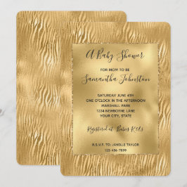 Gold Glam Glitz Zebra Print Baby Dusche Einladung