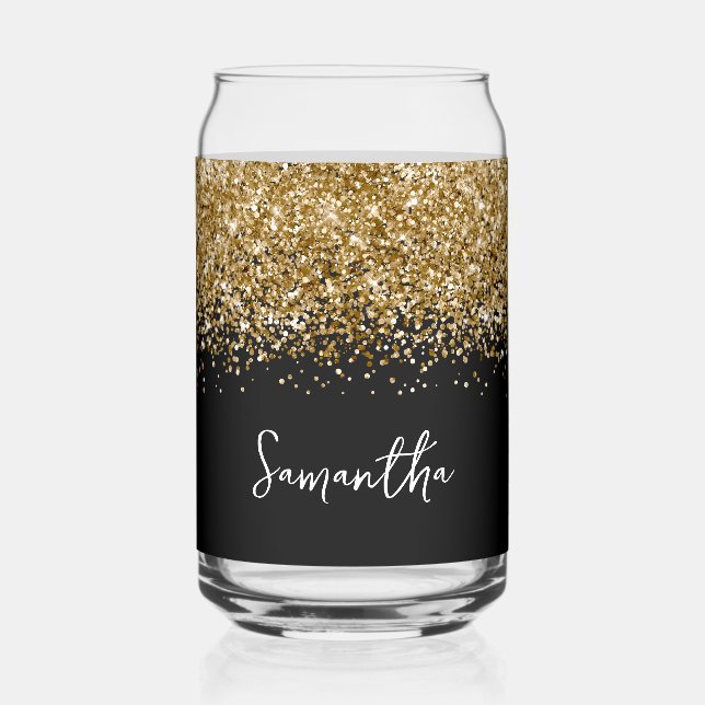 Gold Glam Glitzer auf Black Dosenglas (Vorderseite)