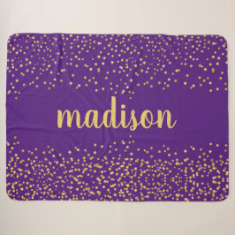 Gold Glam Glitzer Confetti | PERSONALISIERT LILA Sherpadecke