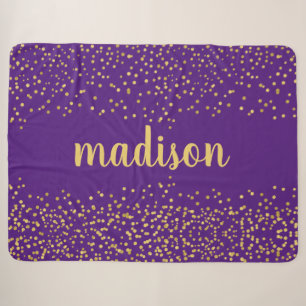 Gold Glam Glitzer Confetti   PERSONALISIERT LILA Sherpadecke