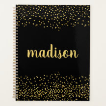 Gold Glam Glitzer Confetti | Personalisiert Schwar