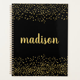 Gold Glam Glitzer Confetti | Personalisiert Schwar Planer