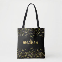 Gold Glam Glitzer Confetti | Personalisiert Schwar Tasche