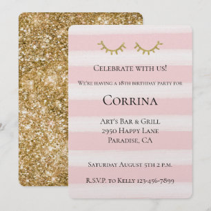 Gold Glam Glitzer Eyelashes Einladung