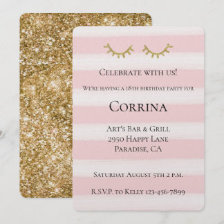 Gold Glam Glitzer Eyelashes Einladung