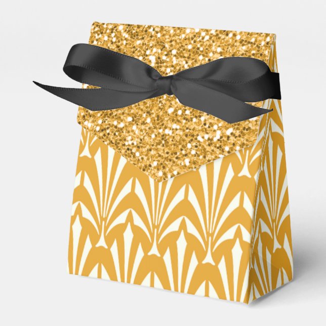 Gold Glam Glitzer Gastgeschenk Hochzeit Geschenkbo Geschenkschachtel (Vorderseite)