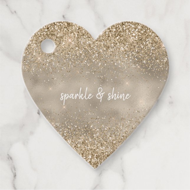 Gold Glam Glitzer Geschenkanhänger (Vorderseite)