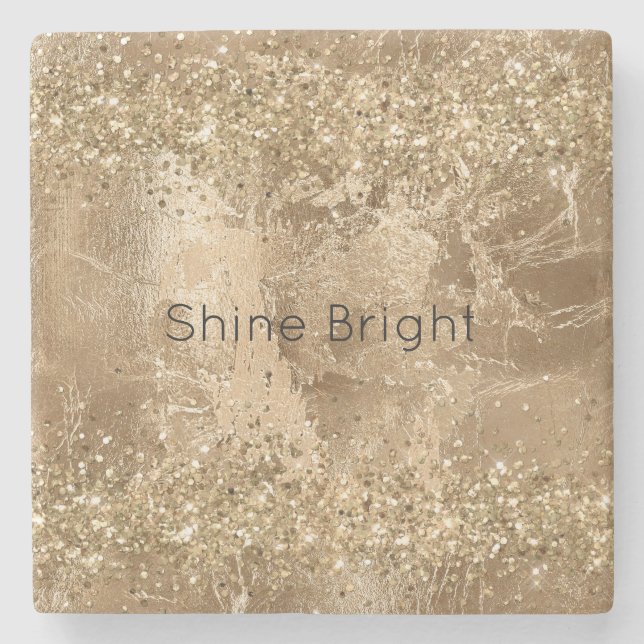 Gold Glam Glitzer Glitzern Steinuntersetzer (Vorderseite)