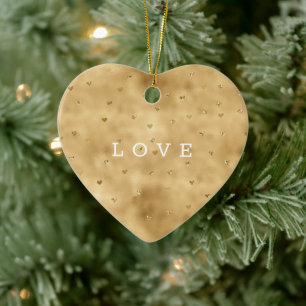 Gold Glam Glitzer Hearts Keramik Ornament