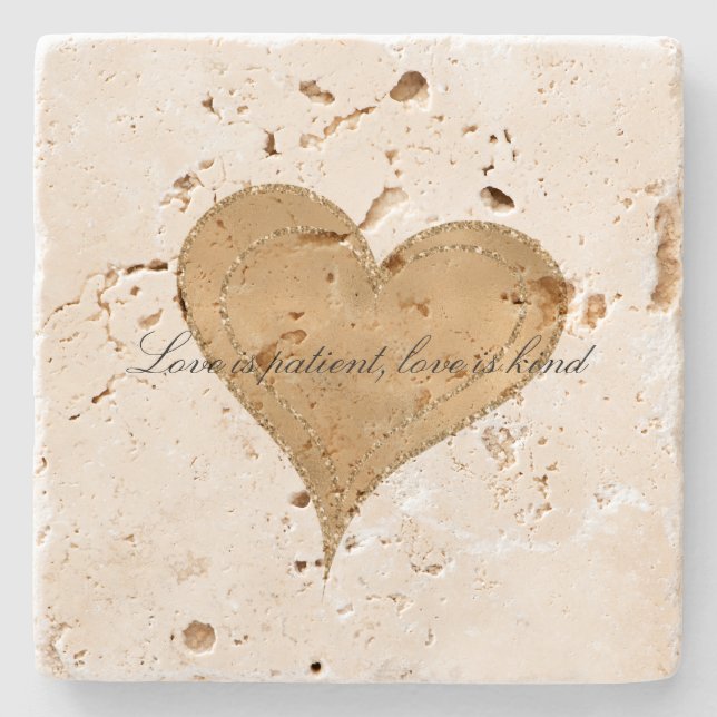  Gold Glam Glitzer Herz  Steinuntersetzer (Vorderseite)