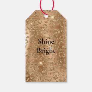 Gold Glam Glitzer Leopard Print Geschenkanhänger