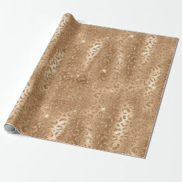 Gold Glam Glitzer Leopard Print Geschenkpapier