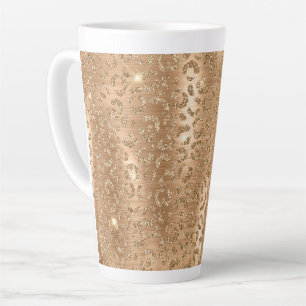 Gold Glam Glitzer Leopard Print Milchtasse