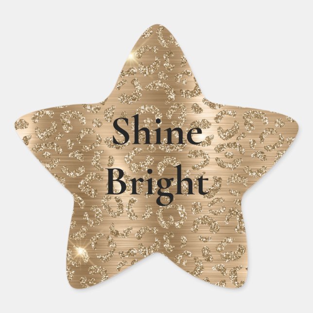 Gold Glam Glitzer Leopard Print Stern-Aufkleber (Vorderseite)