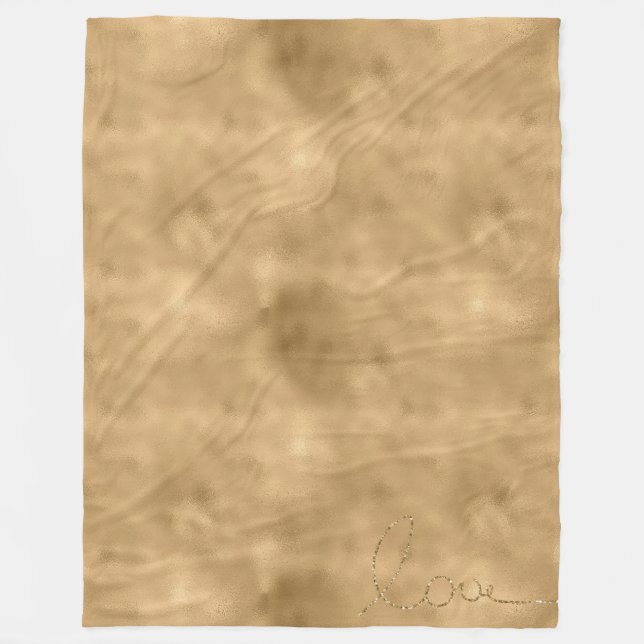 Gold Glam Glitzer Liebe Fleecedecke (Vorderseite)