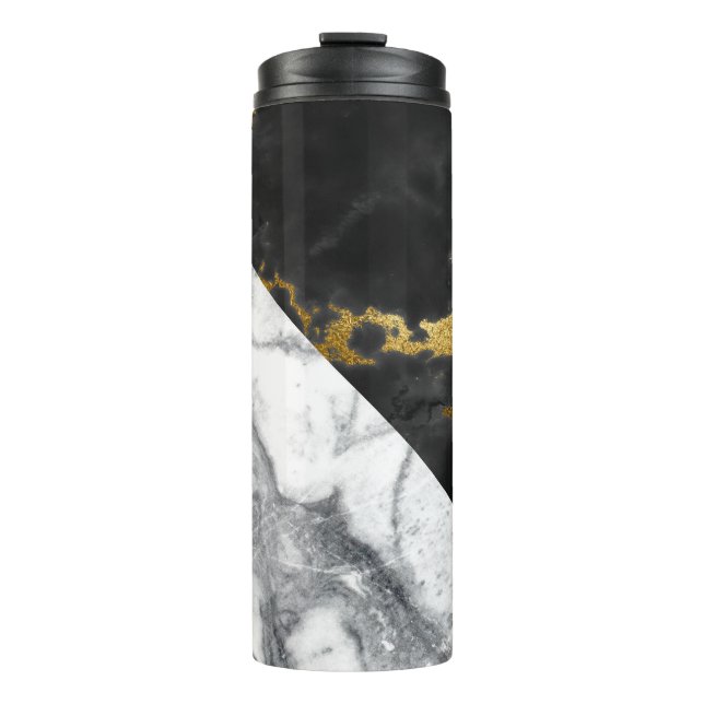 Gold Glam Glitzer Marble Thermosbecher (Vorderseite)