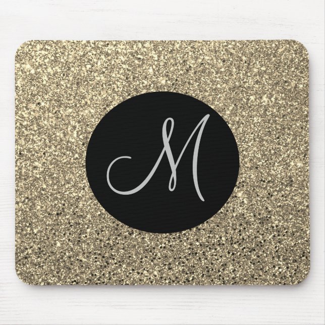 Gold Glam Glitzer Monogram Initial Mousepad (Vorne)