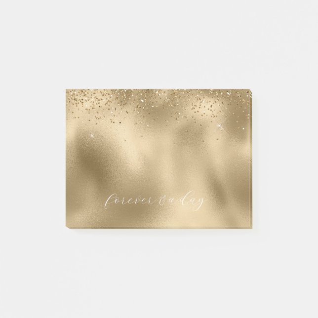 Gold Glam Glitzer Post-it Klebezettel (Vorderseite)