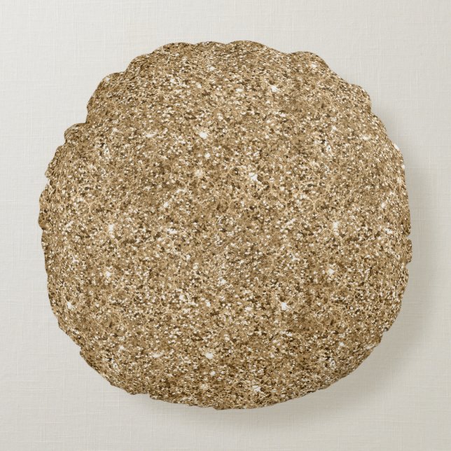 Gold Glam Glitzer Rundes Kissen (Vorderseite)