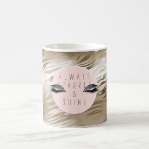 Gold Glam Glitzer Silber Glanz Augen Streifen Kaffeetasse