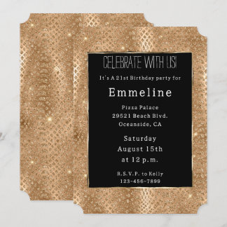 Gold Glam Glitzer Snake Skin Einladung