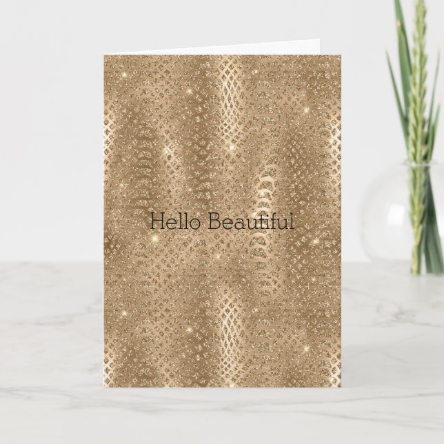 Gold Glam Glitzer Snake Skin Karte (Vorderseite)