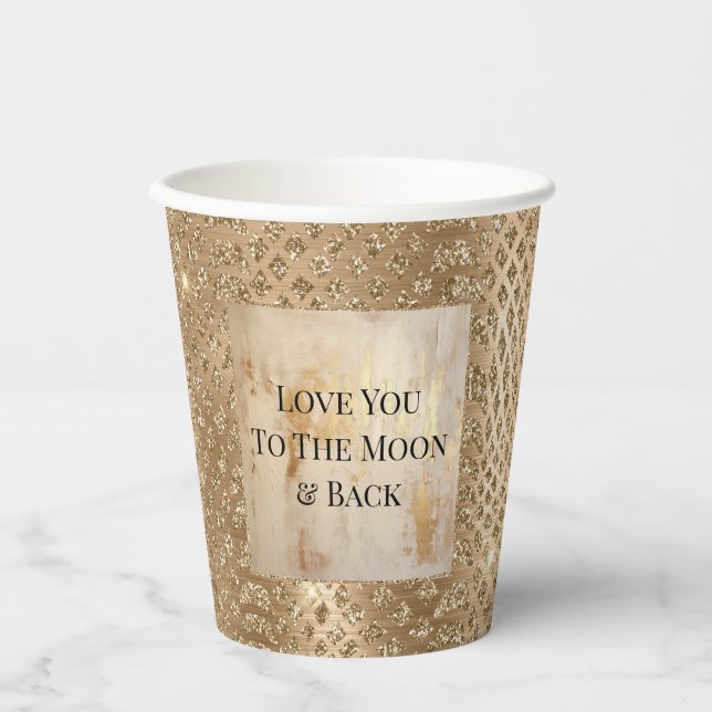Gold Glam Glitzer Snake Skin Pappbecher (Vorderseite)